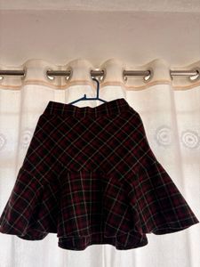 Plaid Ruffle Hem Skirt