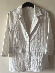 White Striped Light Blazer