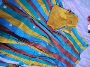 Vibrant Striped Saree with Blouse