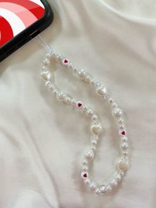 Pearl Heart Phone Charm Strap