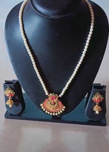 pear necklace with earrings
