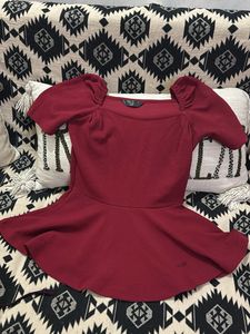 Stylish Burgundy Peplum Top