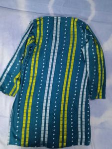 Teal &amp; Yellow Striped Kurta