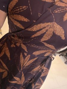 Chic Leaf Print Wrap Dress