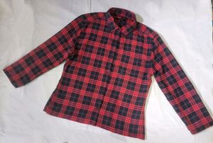 Red Full Sleeves Ketch Cotton Check Shirt Women