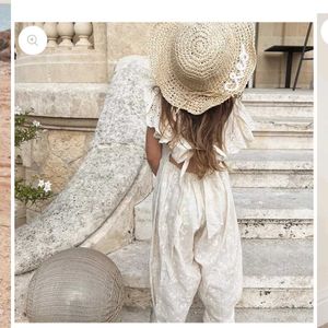 Cream Embroidered Jumpsuit with Bow Detail
