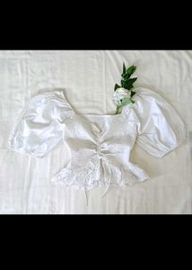 Chic White Puff Sleeve Top