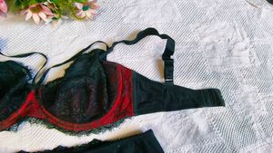 Red &amp; Black Lace Bra
