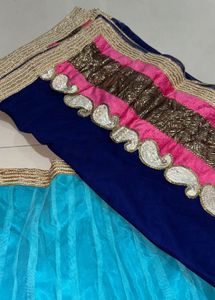 Stunning Teal Lehenga with Embellished Border