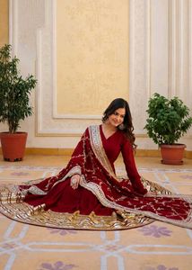 Elegant Maroon Anarkali Set with Dupatta