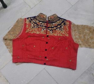 Red Embroidered Ethnic Blouse