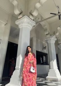 Beautiful Pink Floral Kurta with Dupatta💗