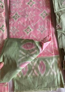Elegant Green material with Pink Embroidery
