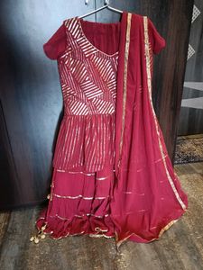 Elegant Red Sequined Lehenga Choli