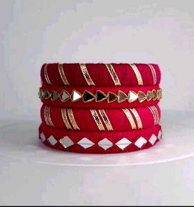 Red Silk Thread Bangles with Mirror Work❤️