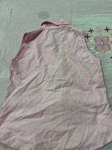 Pink Sleeveless Button-Up Top with Fairy Graphic
