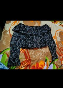 floral Top and matching black skirt combo