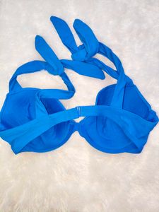 Vibrant Blue Tie-Strap Bikini Top