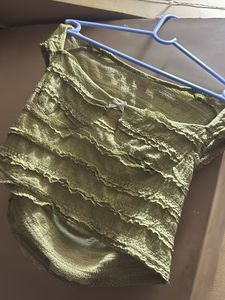 Sheer Ruffled Off-Shoulder Top