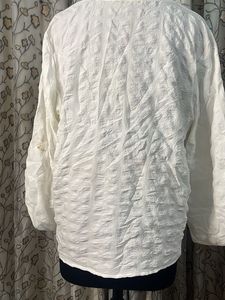 Elegant White Kurta with Pearl Detail