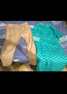 Stylish Teal Chevron Kurta Set