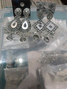 Oxidized Silver Jhumka Earrings