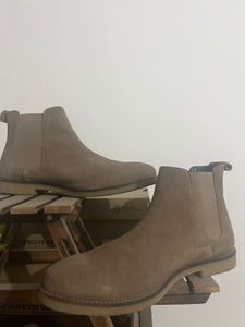 Zara Tan/beige Chelsea Suede Leather Boots