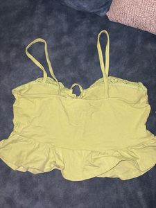 Lime green frills crop top