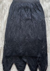 Elegant Black Lace Midi Skirt