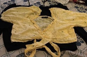 💛 Sunny Eyelet Tie-Front Crop Top 💛
