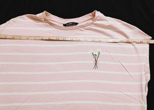 Striped pink Top with Floral Detail
