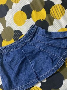Denim Pleated Mini Skirt