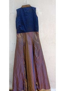 Dual-Tone Navy &amp; Purple Silk Gown