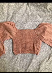 Peach Polka Dot Crop Top