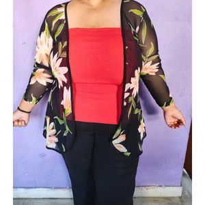 sheer floral classy shrug