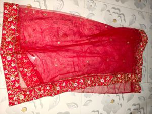 Stunning Red Embroidered Lehenga Skirt