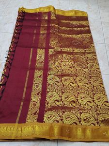 Elegant Maroon &amp; Gold Saree