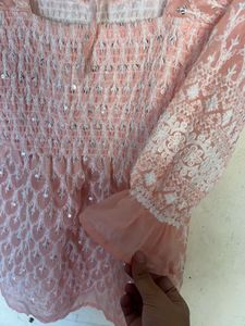 Peach Embroidered Top