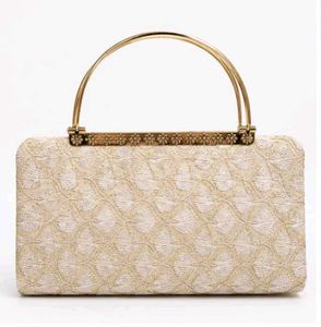 Elegant Clutch Handbag with Gold Handle