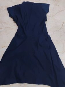 Navy Blue Double Breasted Coat &amp; Grey Patchwork Ja
