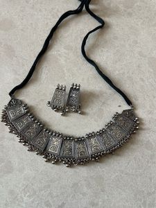 Oxidized Silver Choker Set