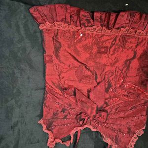 chatpate Red Embellished Spaghetti Strap Top Y2K