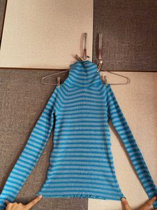 Blue Striped Long Sleeve Top
