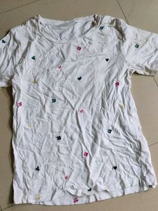 Cute Embroidered White T-Shirt