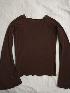 Brown Bell Sleeve Top