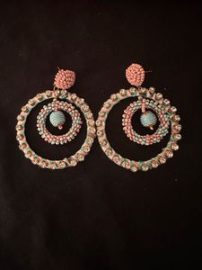 Beaded rhinestone Statement Earrings