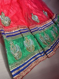 Green Bridal Lehenga With 2 Customized Blouse