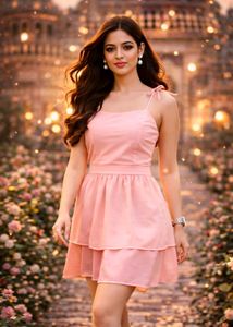 Cute Pink Tiered Mini Dress