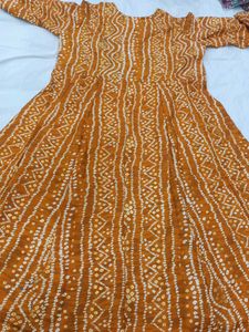 Elegant Orange Bandhani Gown