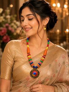 Trendy Multicolor Beaded Necklace Set for Women